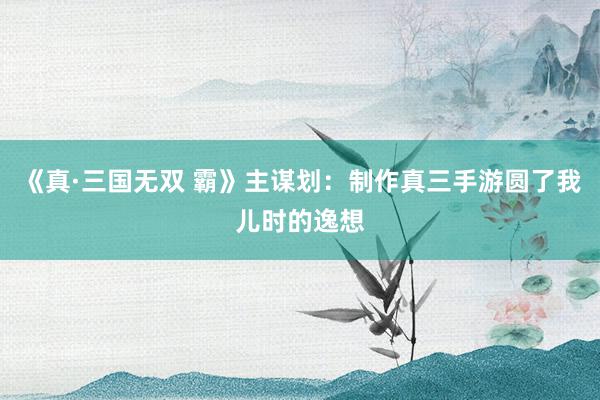 《真·三国无双 霸》主谋划：制作真三手游圆了我儿时的逸想